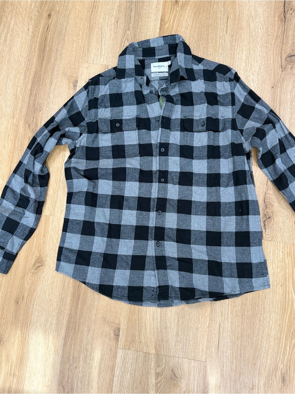 Goodfellow & Co Black and Gray Buffalo Plaid Button-Down Shirt